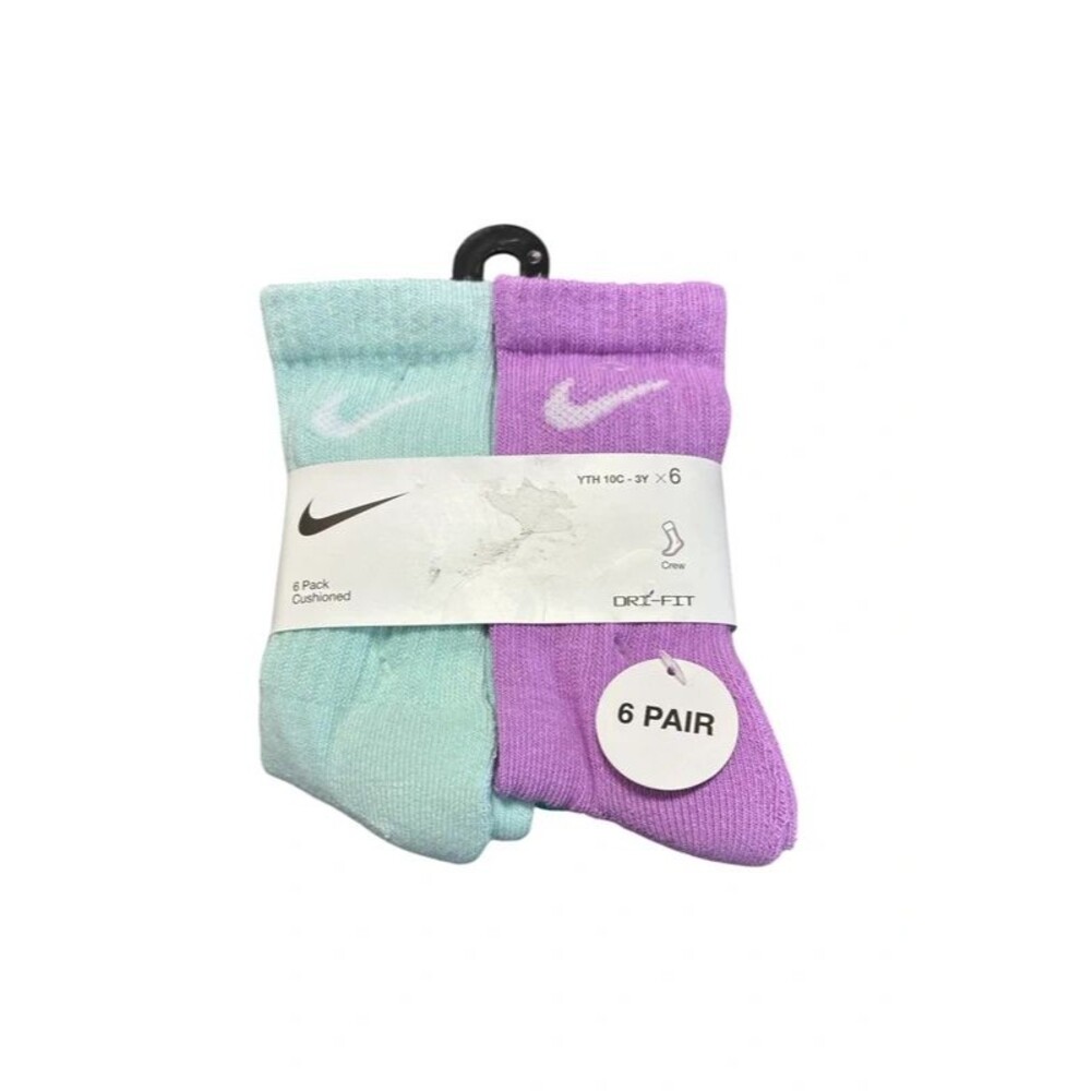 Nike 6 pack girls kids 10c-3Y crew socks multi